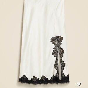 Gwyneth lace-trim slip skirt in textured satin